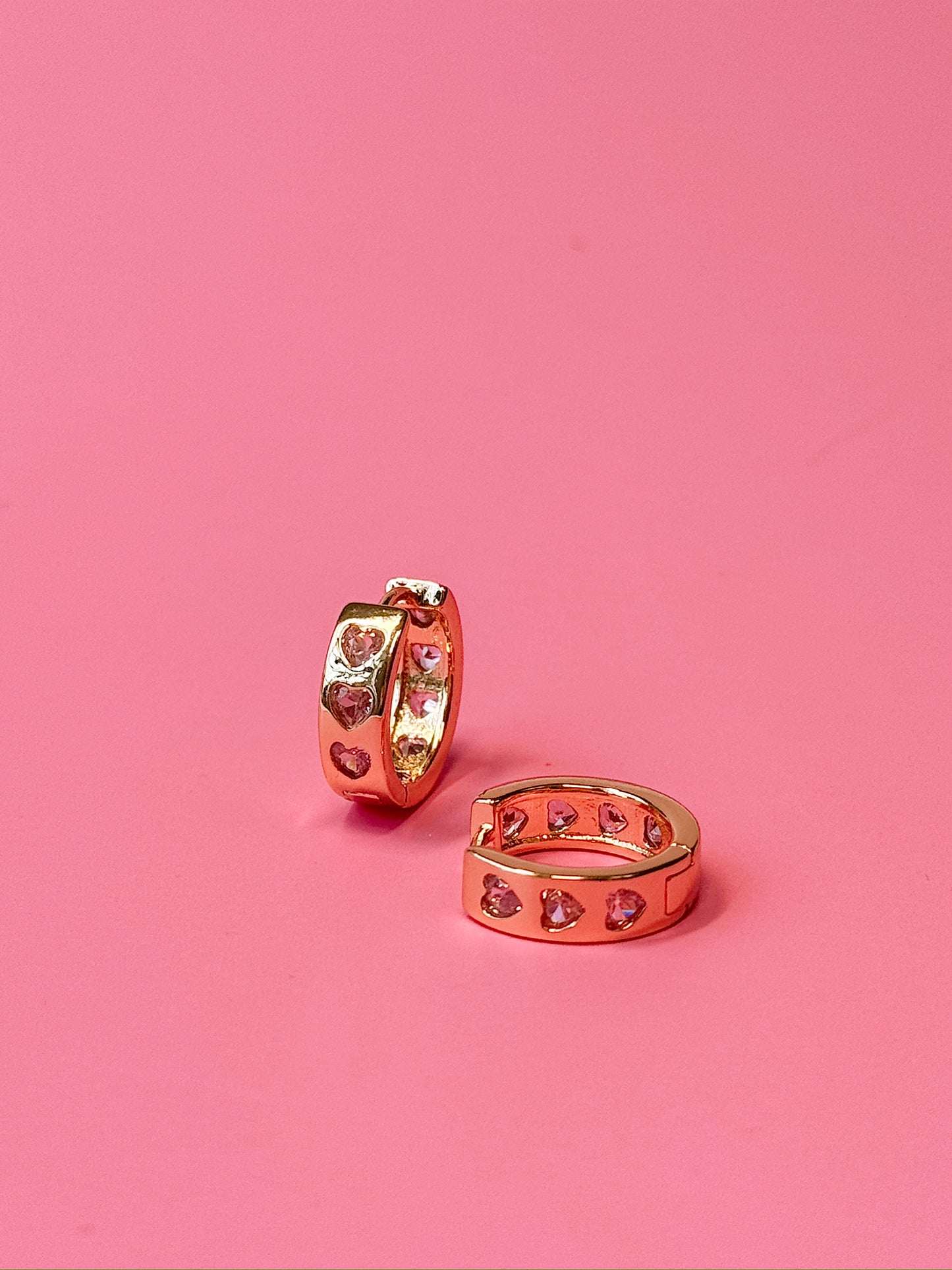 Pink Heart Jewel Hoops
