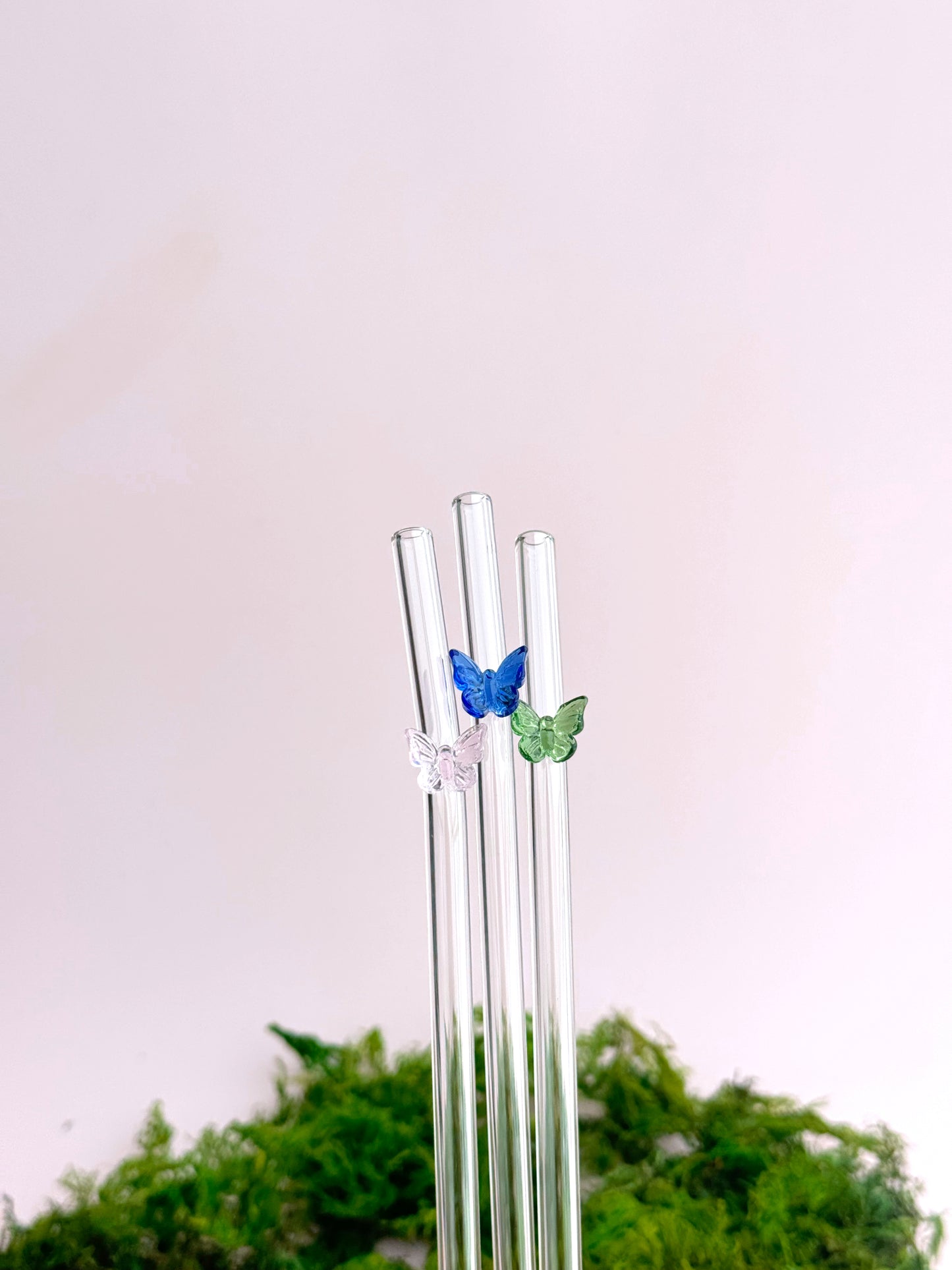 Butterfly Charm Glass Straws