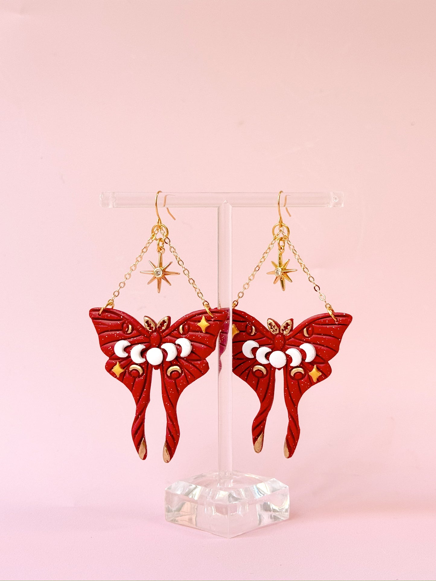 Burgundy Moth Dangles