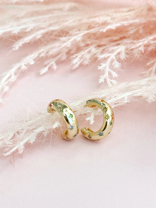 Bejeweled Gold Hoops