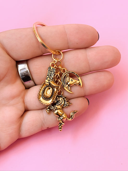 Giddy Up Gold Keychain