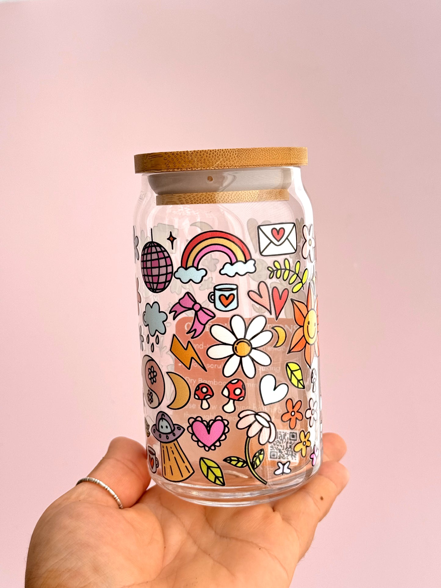 Cutesy Doodles Glass Cup