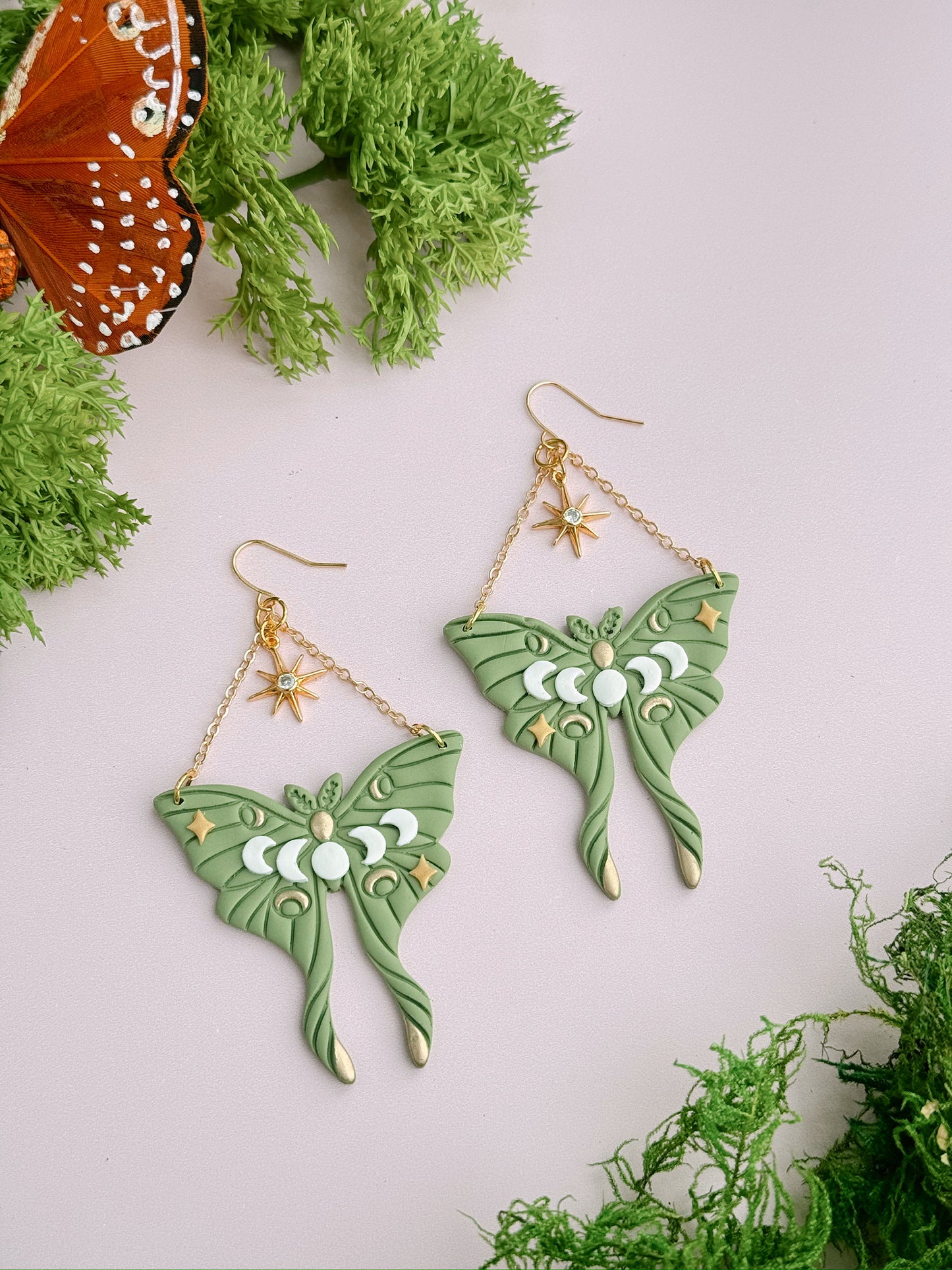 Sage Green Moth Dangles