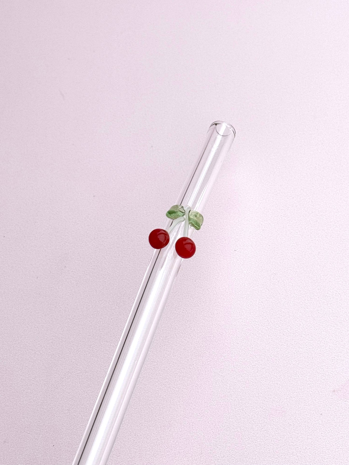 Cherry Charm Glass Straw