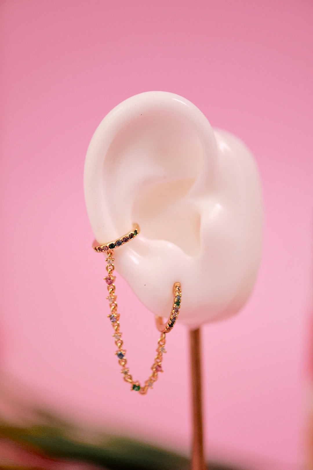 Gemmed Up Ear Cuff Connector Hoop