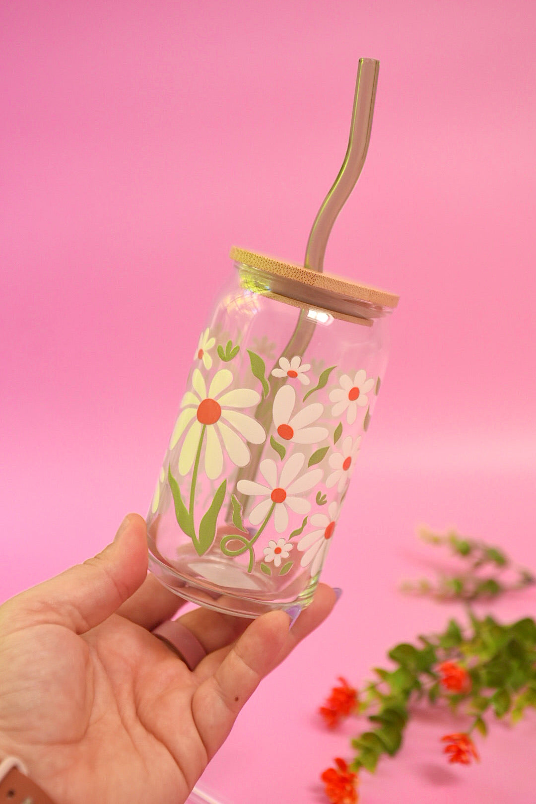 Falling Petals Glass Cup (3 Colors!)