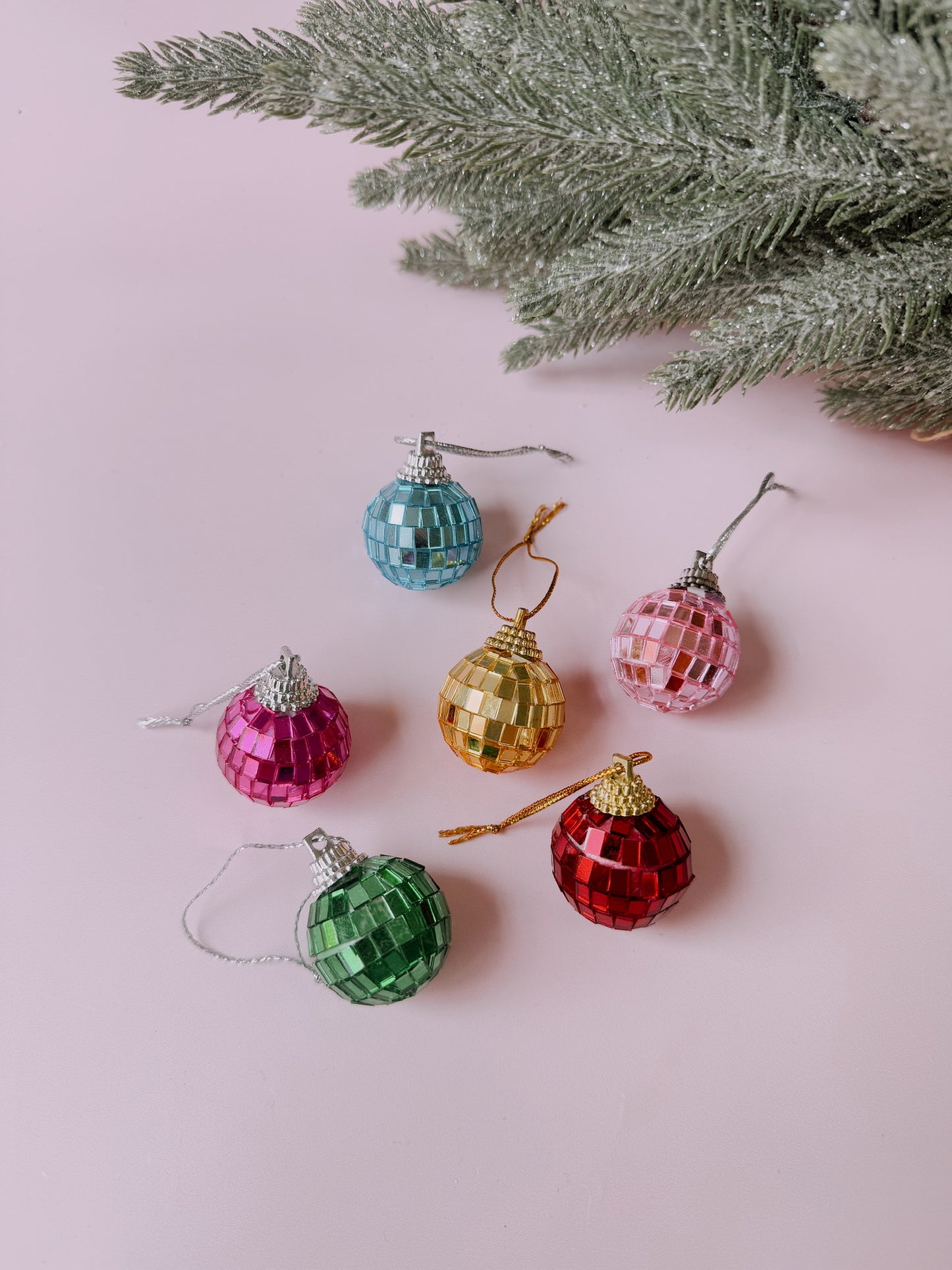 Multicolored Disco Ball Ornaments 12-pack