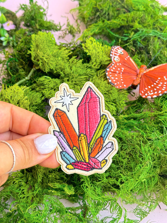 Rainbow Crystals Embroidered (Iron-On) Patch