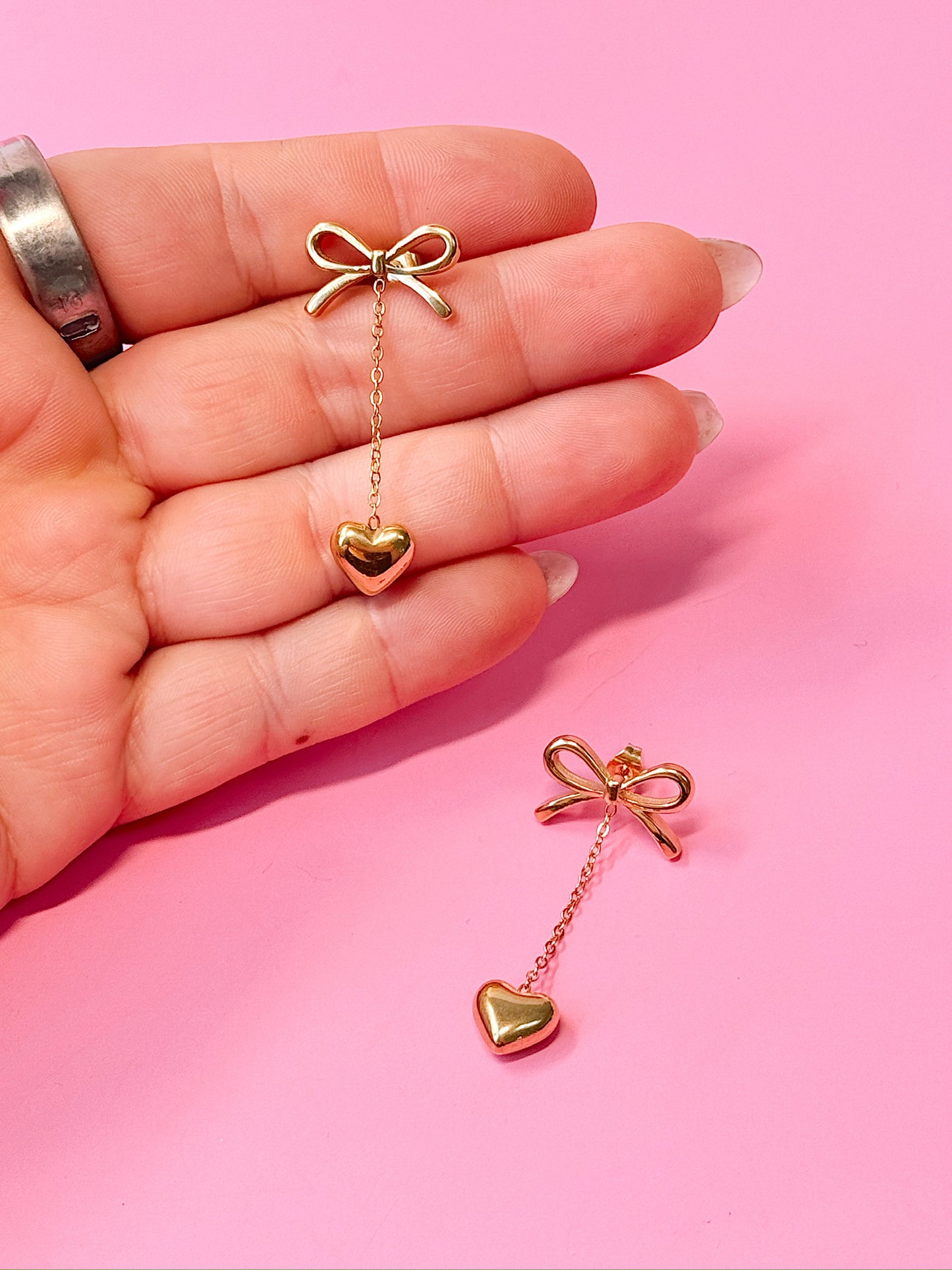 Heart Drop Stud Dangles