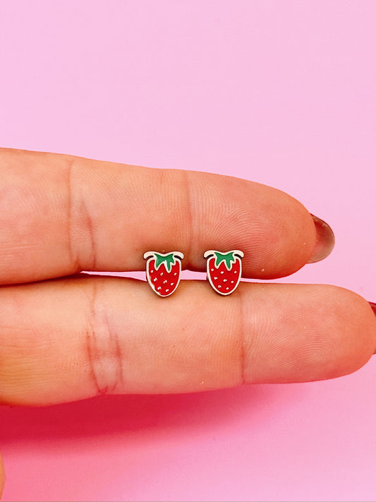 Silver Strawberry Flat-back Pushpin Studs