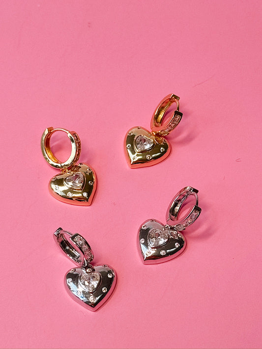 Club Serotonin Clear Jewel Heart Huggies