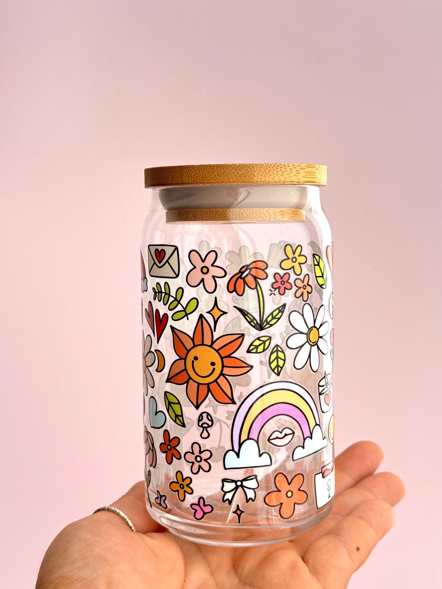 Cutesy Doodles Glass Cup