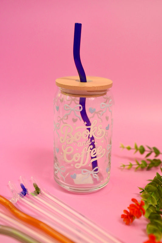 Books & Coffee Glass Cup
