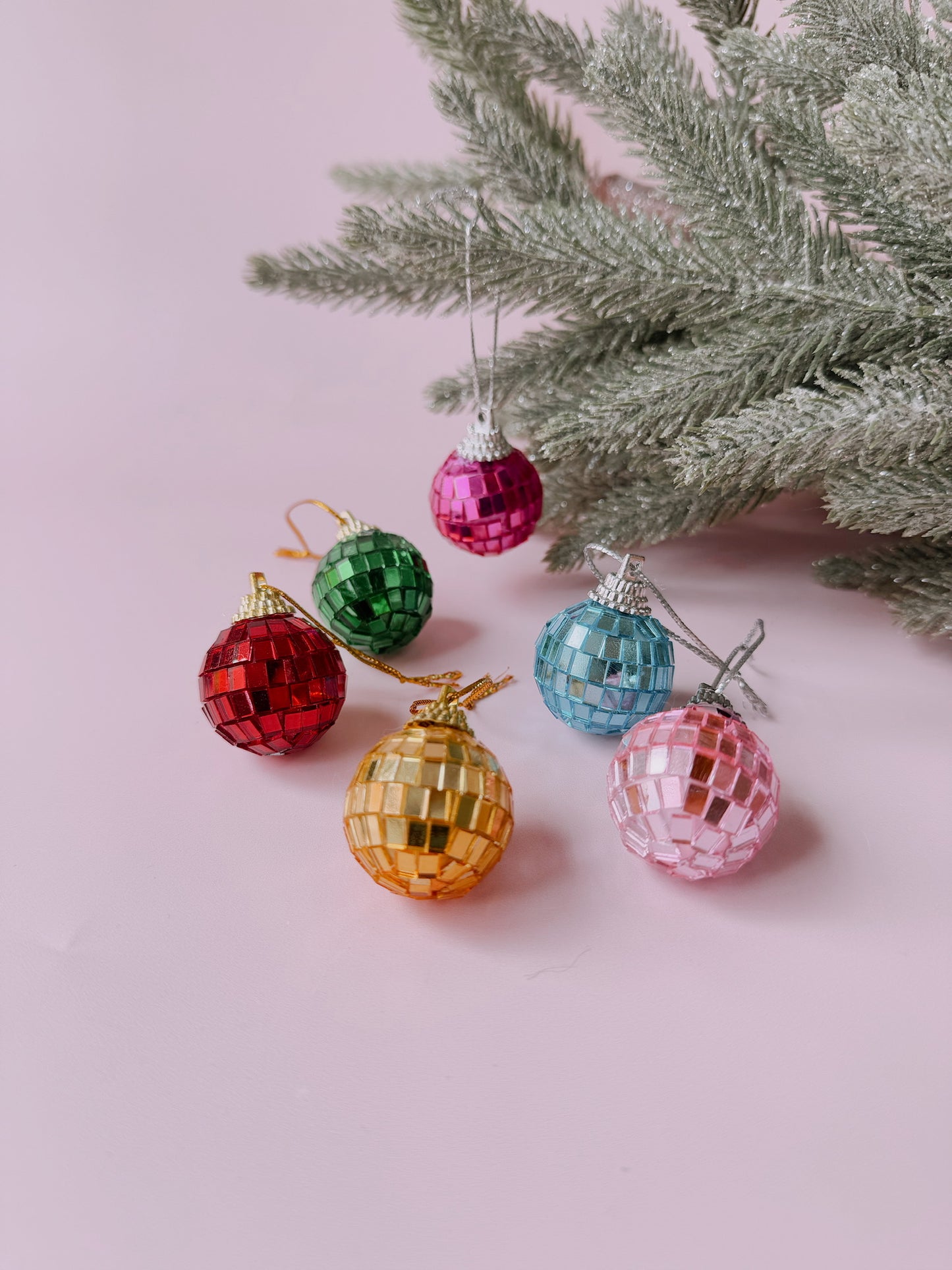 Multicolored Disco Ball Ornaments 12-pack