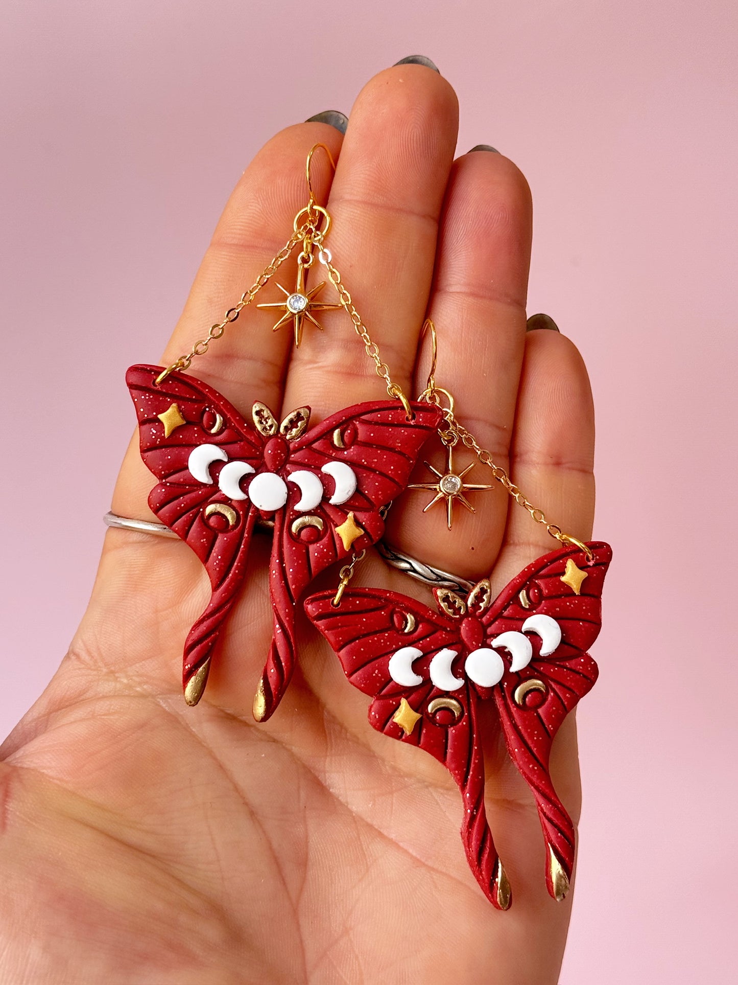 Burgundy Moth Dangles