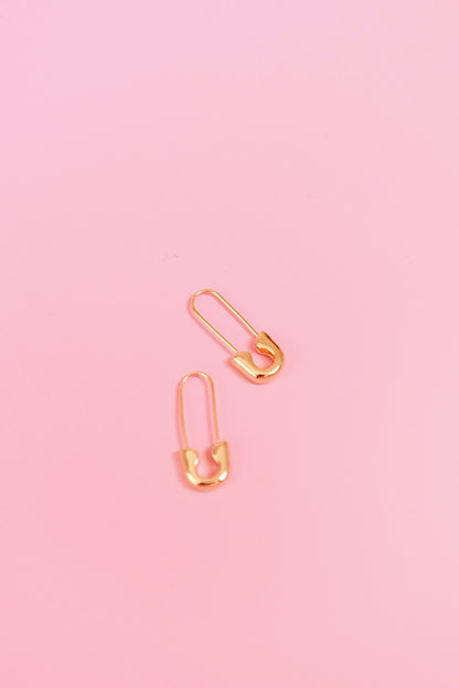 Sterling Silver Safety Pin Earrings (Gold + Silver)