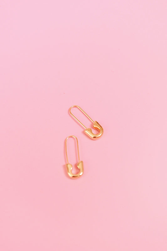 Sterling Silver Safety Pin Earrings (Gold + Silver)