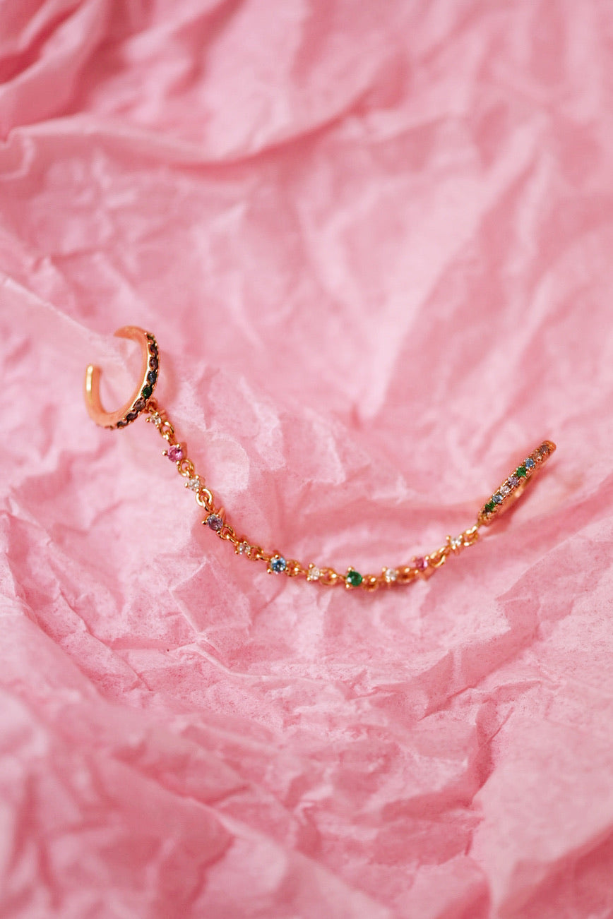 Gemmed Up Ear Cuff Connector Hoop