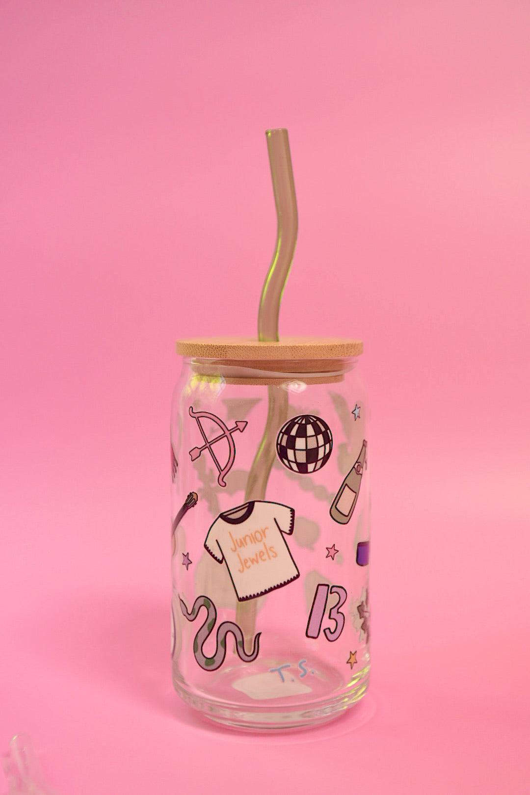 Swiftie Motif Glass Cup