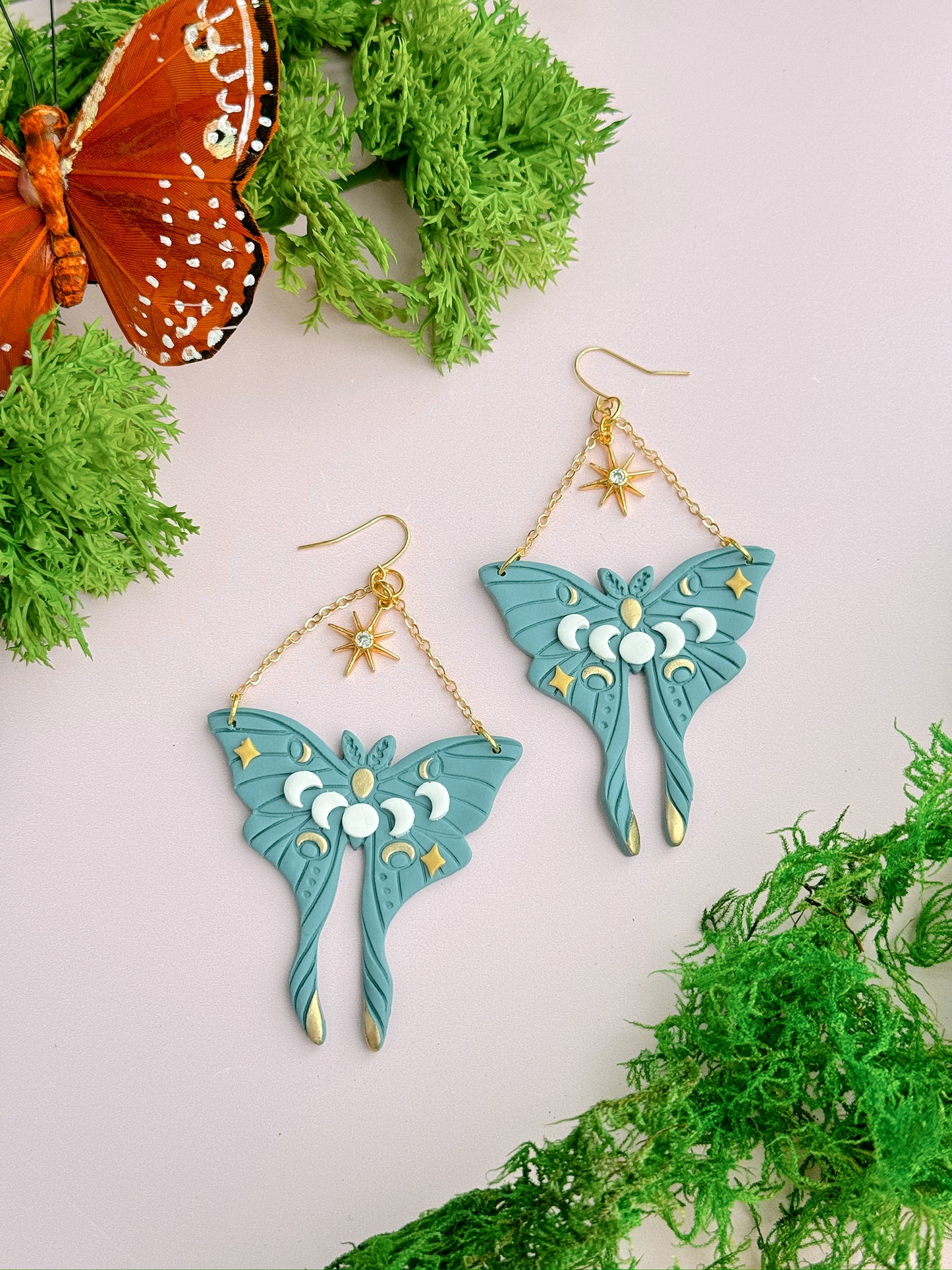 French Bell Blue Moth Dangles