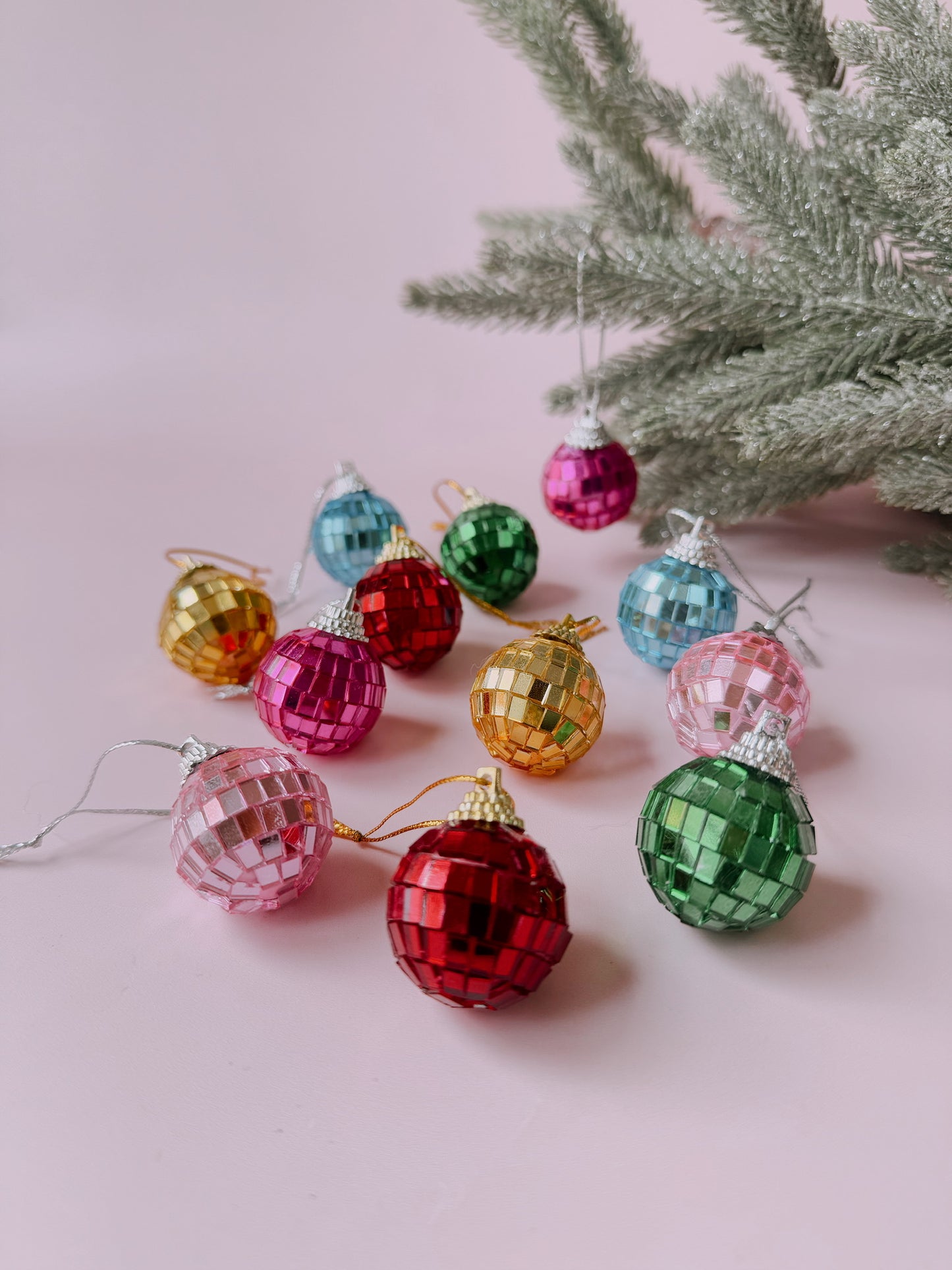 Multicolored Disco Ball Ornaments 12-pack