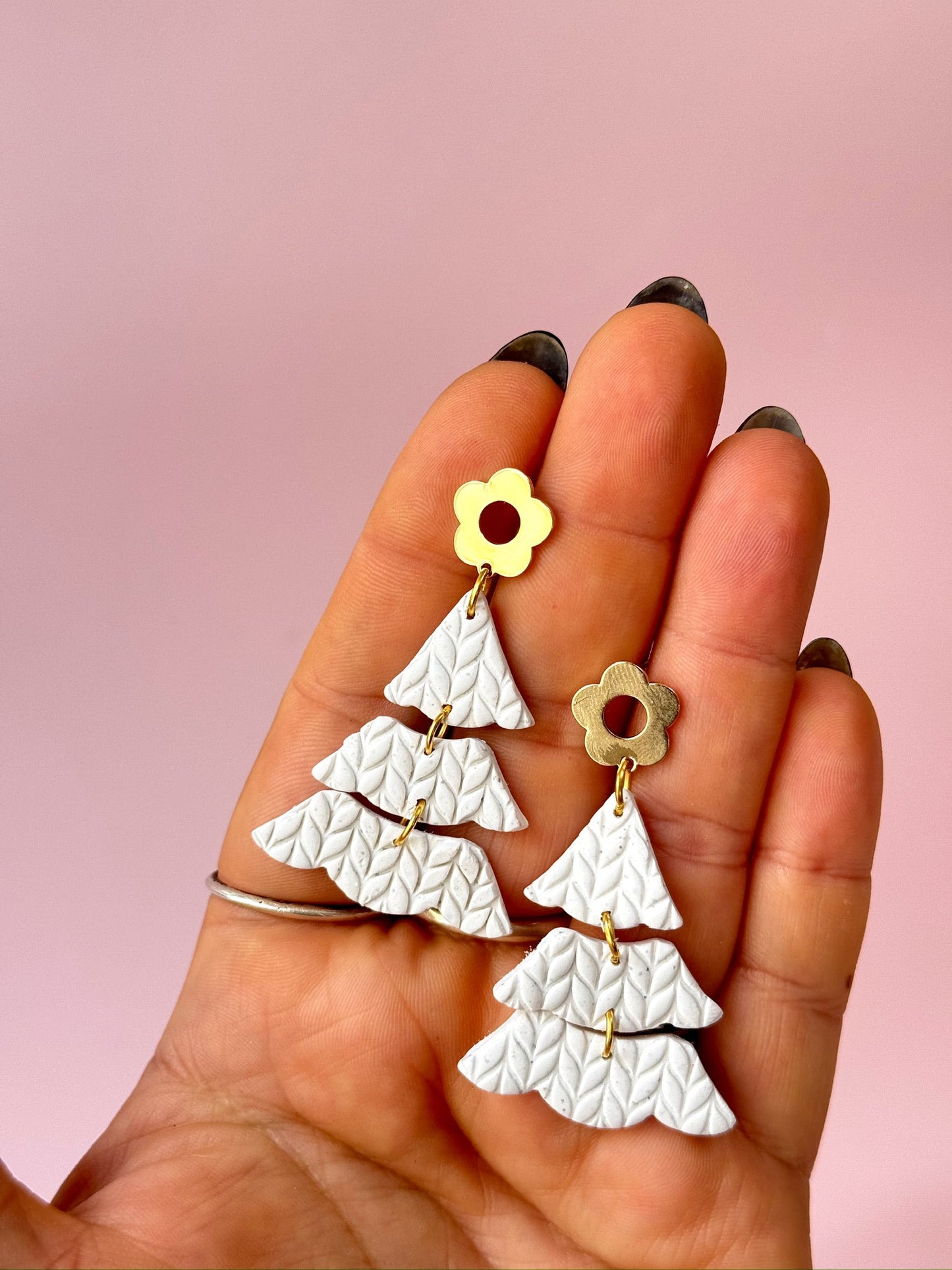 Golden Hour Designs White Winter Tree Dangles