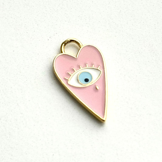 Pink Eye + Heart Charm