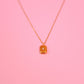 Gold CZ Signet Necklace