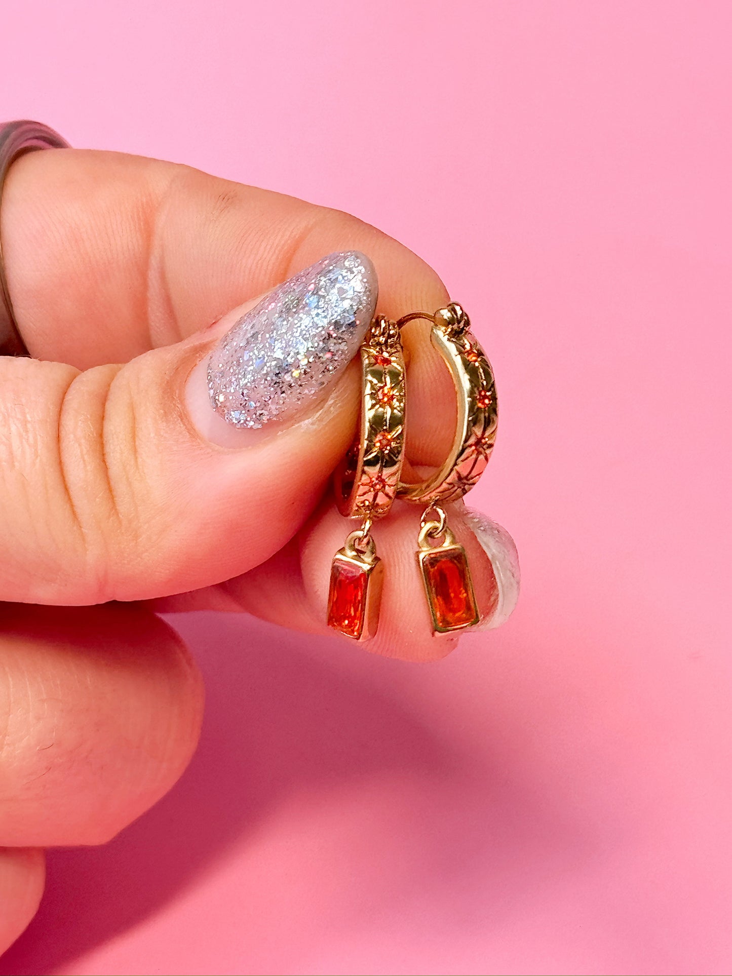 Amber Jewel Hoops