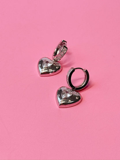 Club Serotonin Clear Jewel Heart Huggies