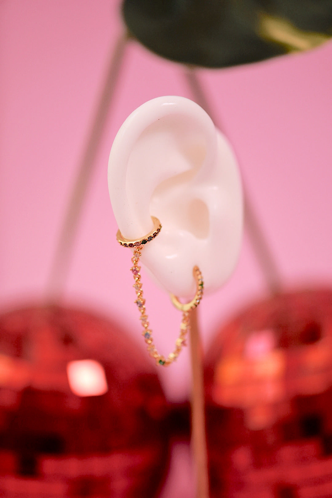 Gemmed Up Ear Cuff Connector Hoop
