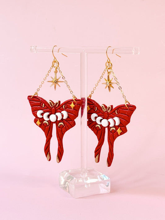 Burgundy Moth Dangles