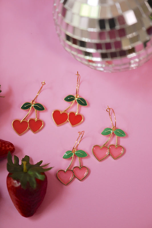 Cherry Heart Hoops (2 Color Options)
