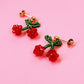 Beaded Cherry Stud Dangles