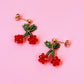 Beaded Cherry Stud Dangles