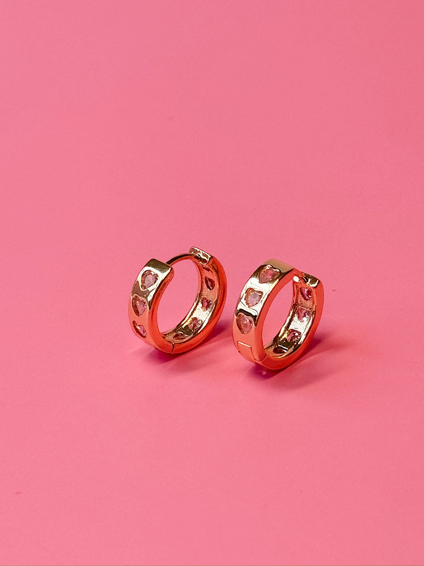 Pink Heart Jewel Hoops