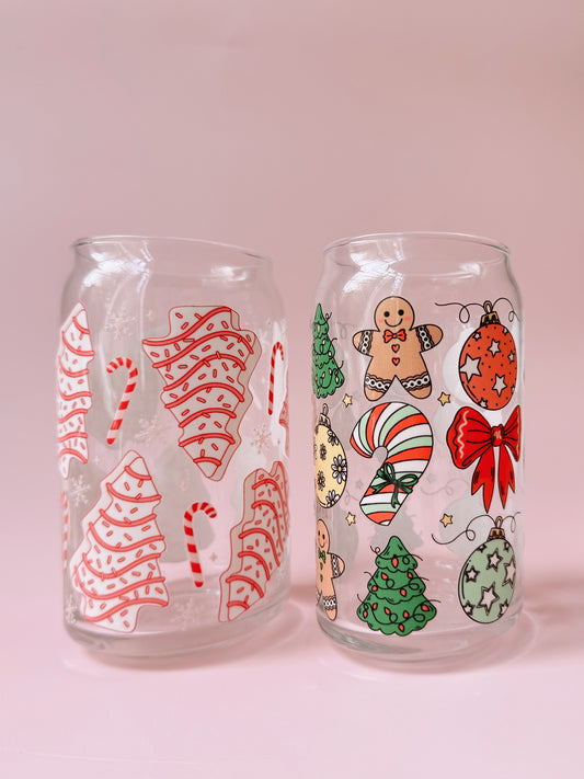 Holiday Cakes Glass Cup