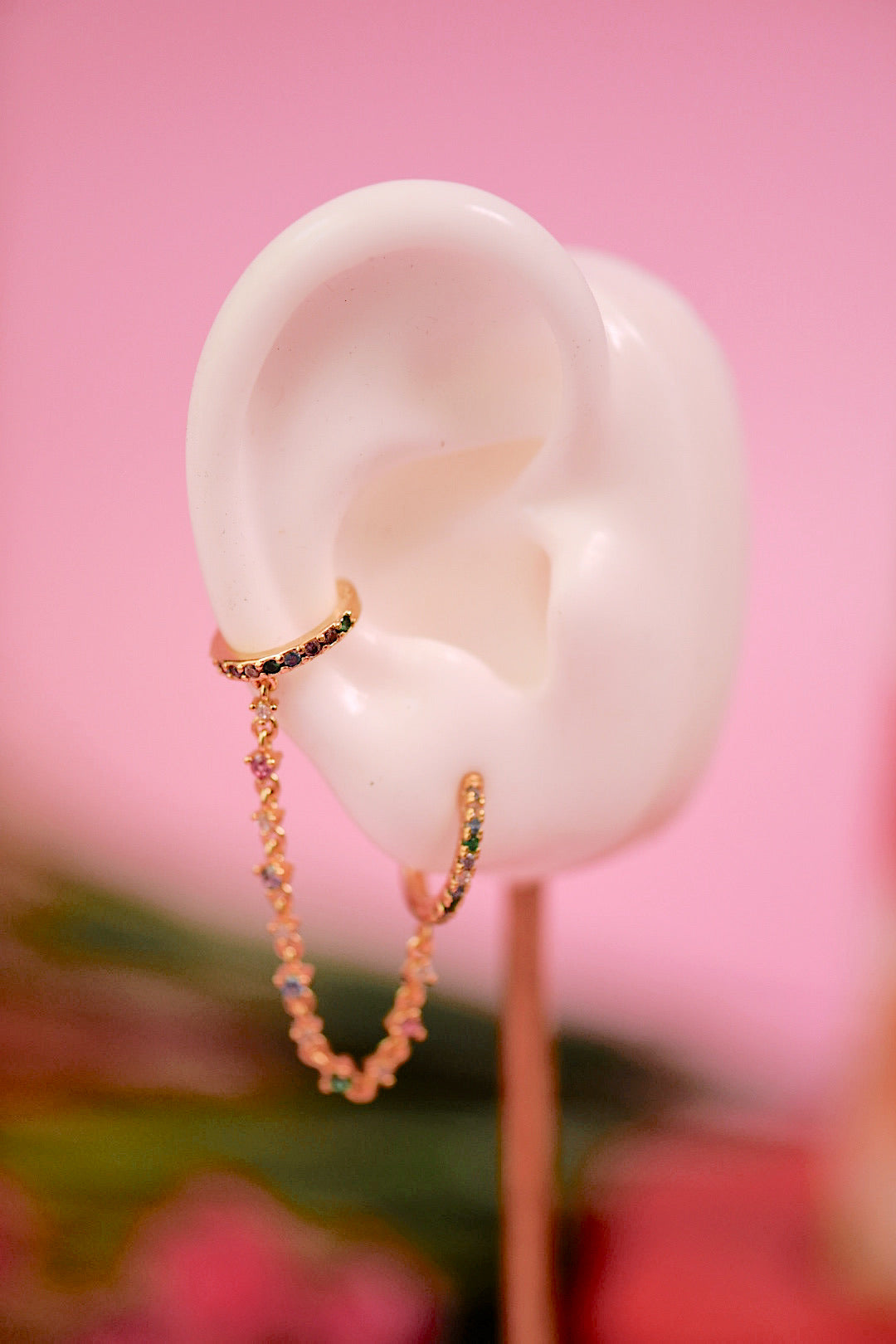 Gemmed Up Ear Cuff Connector Hoop