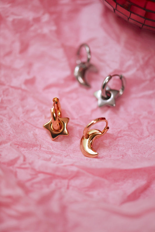Lunar Charm Huggie Hoops