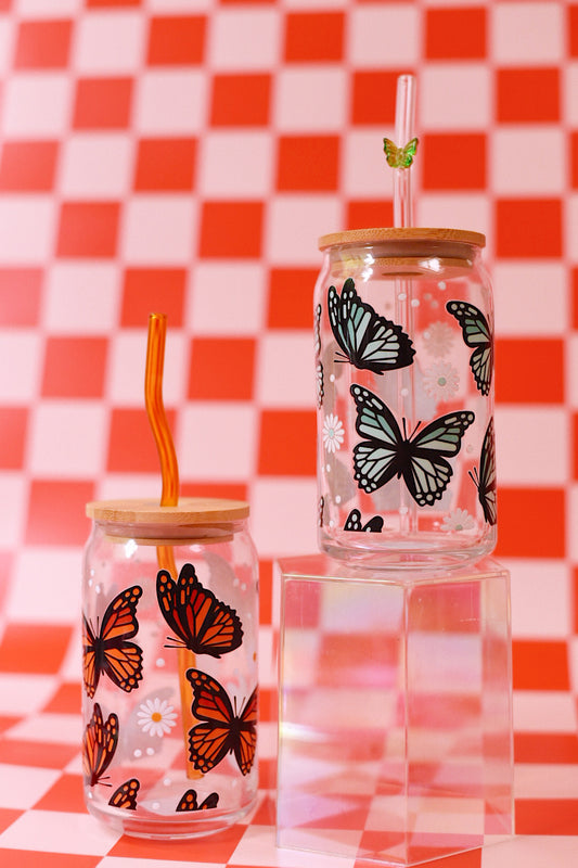 Monarch Butterfly Glass Cup (2 Color Options)