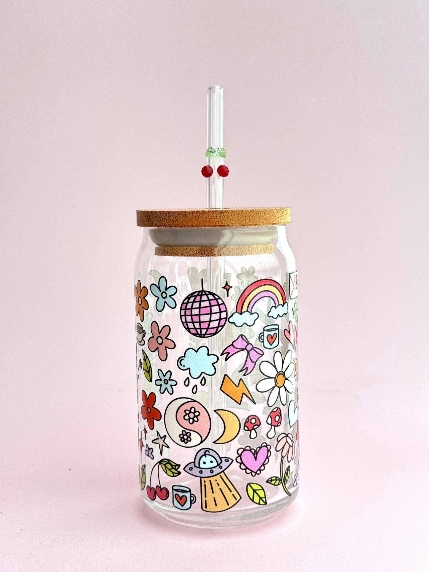 Cutesy Doodles Glass Cup