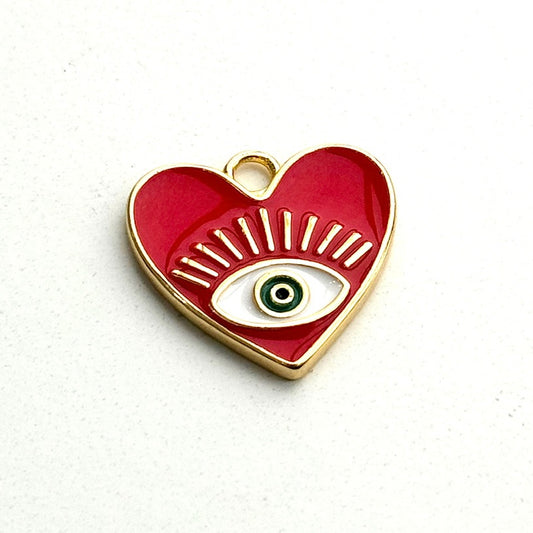 Red Heart + Eye Charm