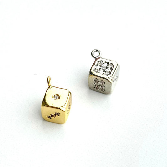 Sparkle Dice Charm (Gold + Silver)