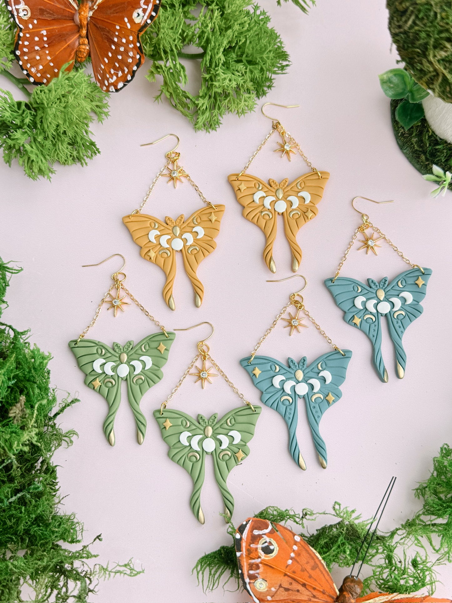 Sage Green Moth Dangles