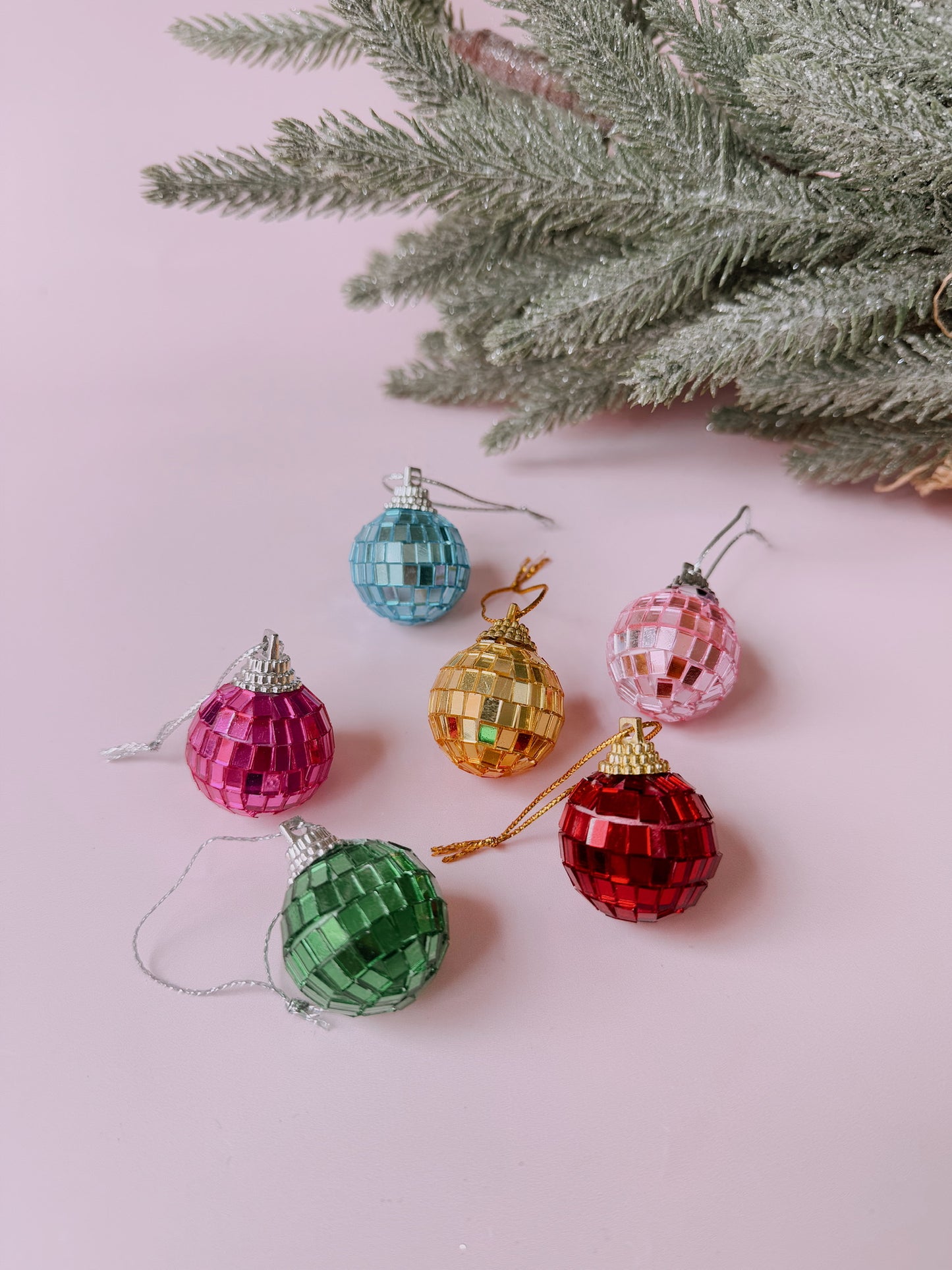 Multicolored Disco Ball Ornaments 12-pack