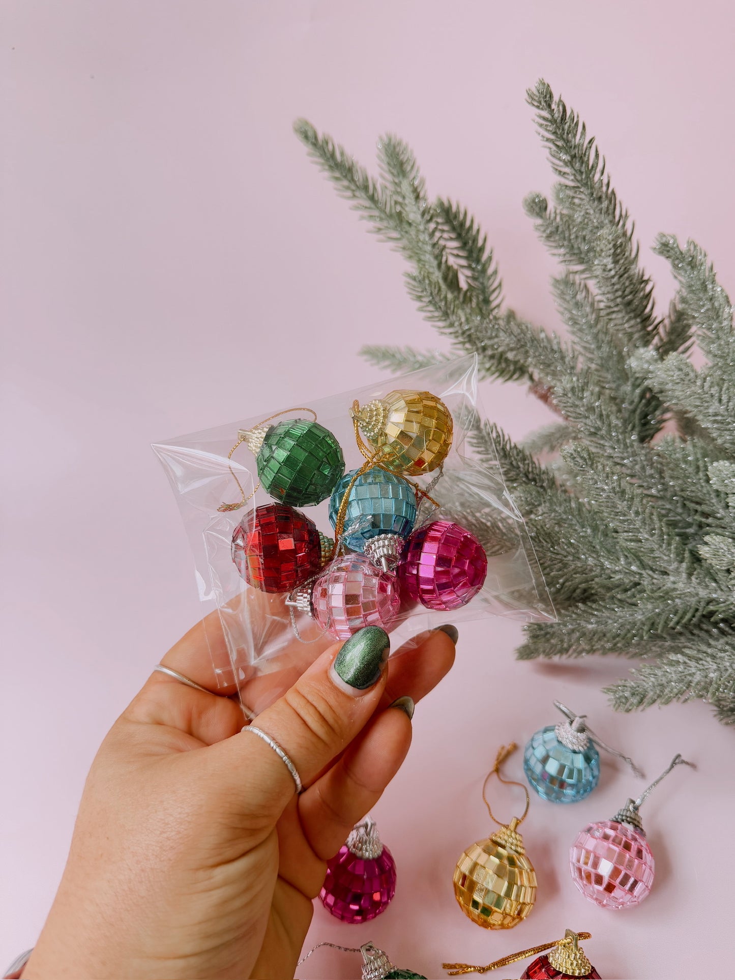 Multicolored Disco Ball Ornaments 12-pack