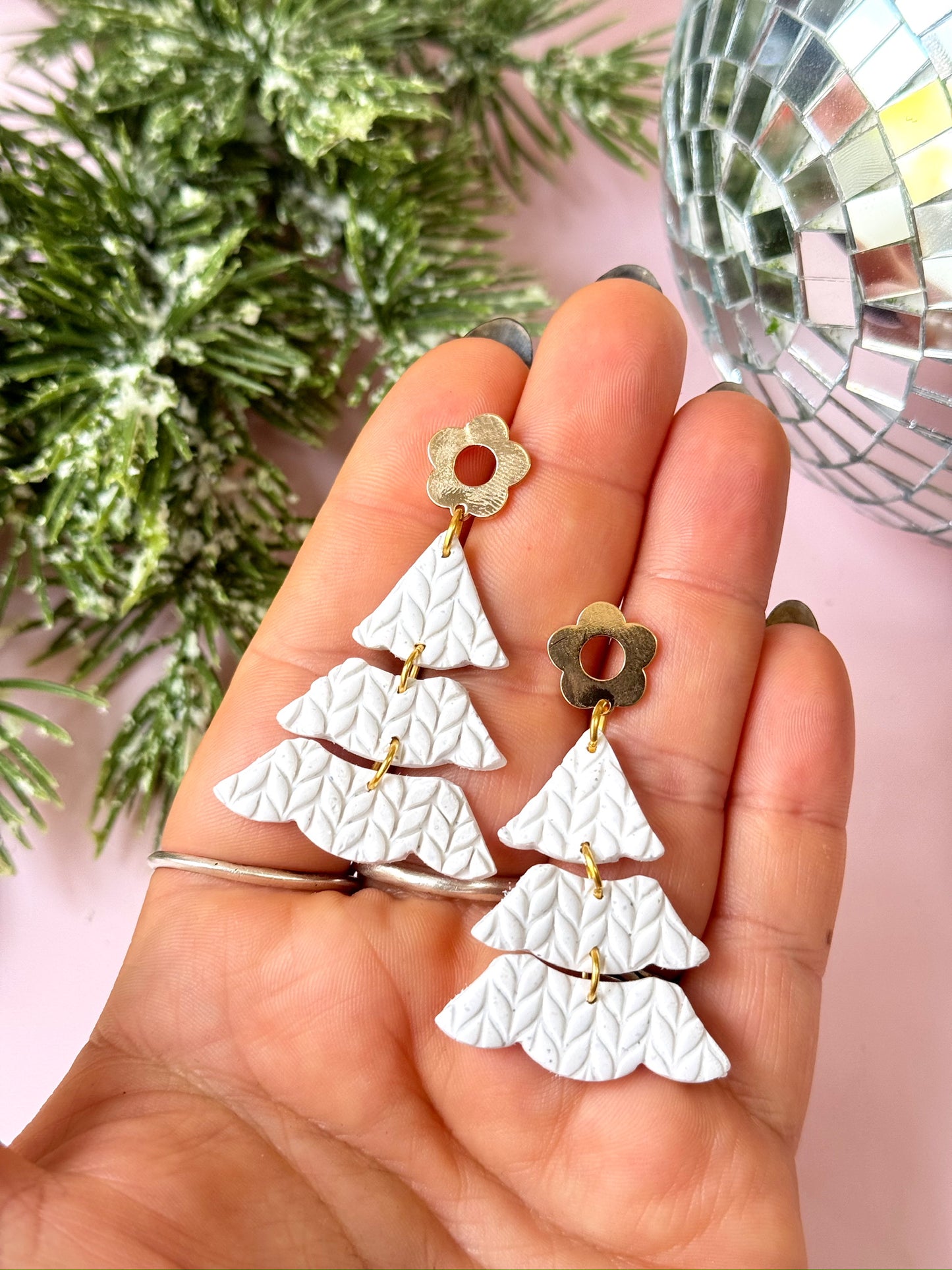 White Winter Tree Dangles