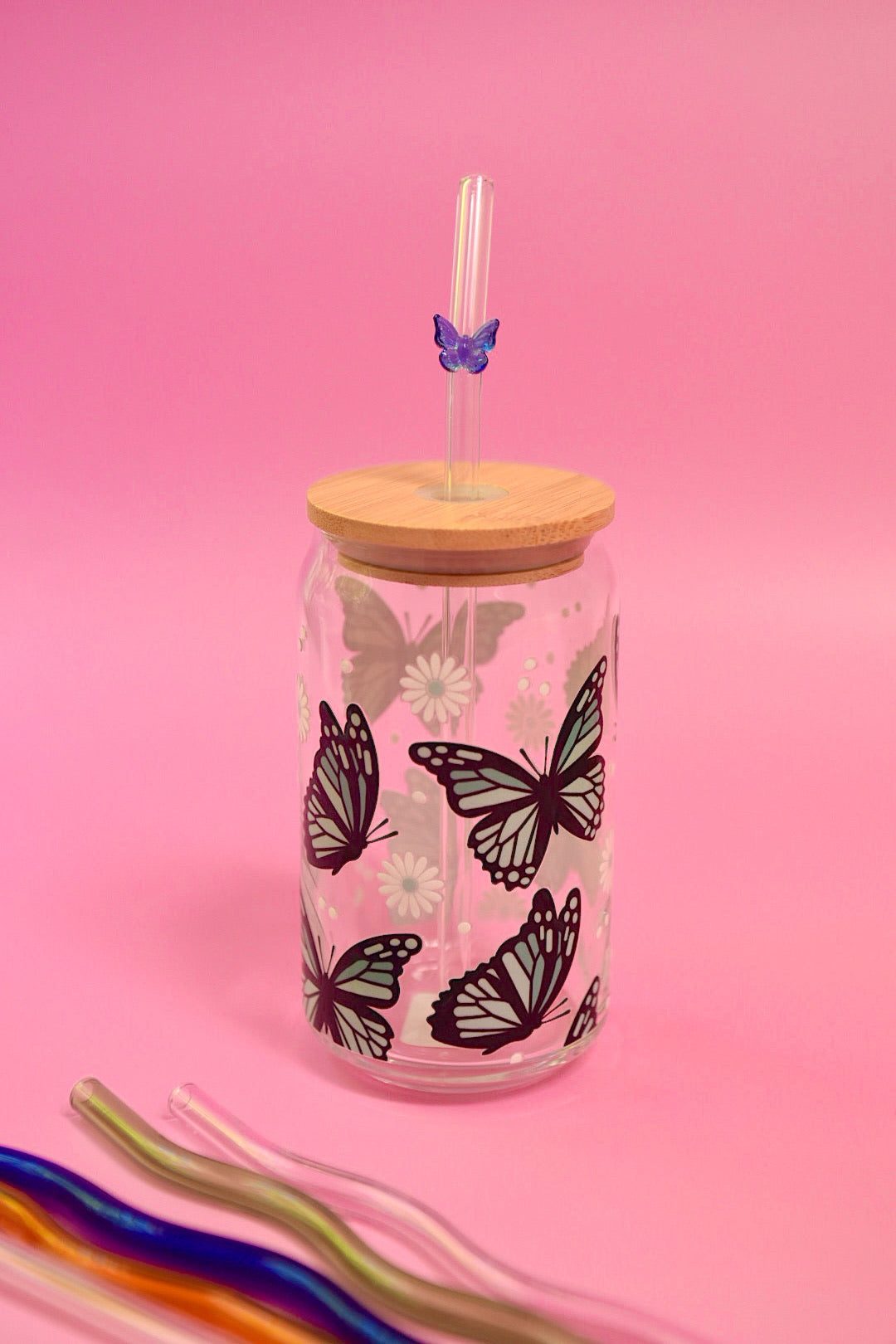 Monarch Butterfly Glass Cup (2 Color Options)