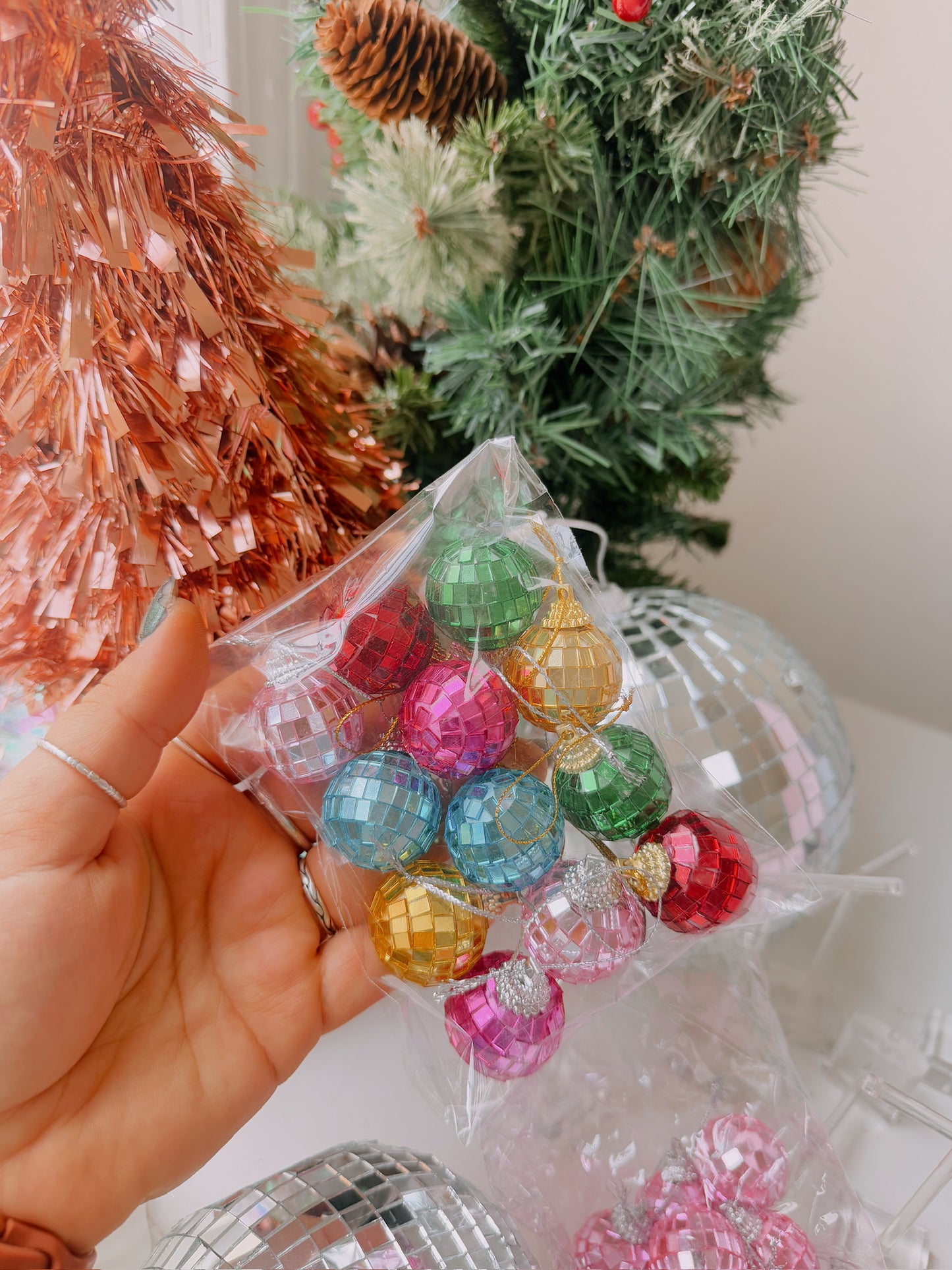 Multicolored Disco Ball Ornaments 12-pack