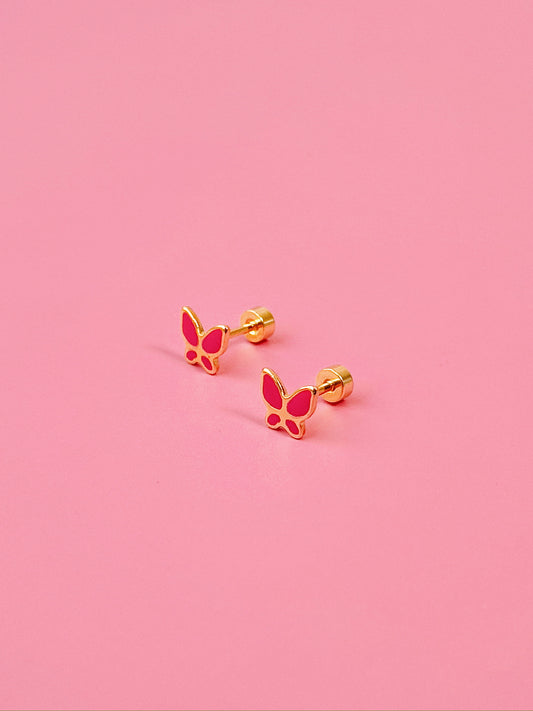 Magenta Butterfly Flat-back Screw-back Studs